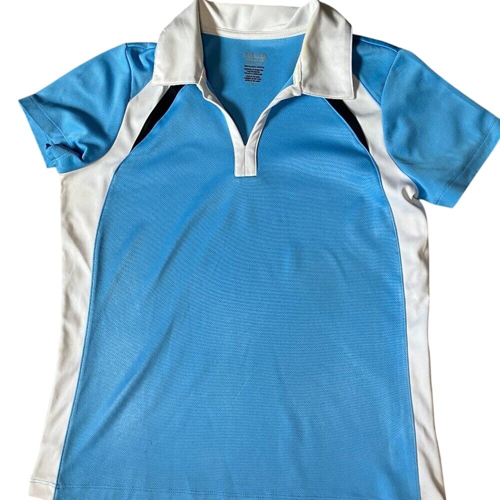 IZOD Short Sleeve Top M Blue with White Med